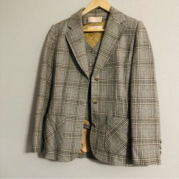Pendleton Vintage Plaid Wool Blazer and Vest Size Medium - Picture 3 of 11